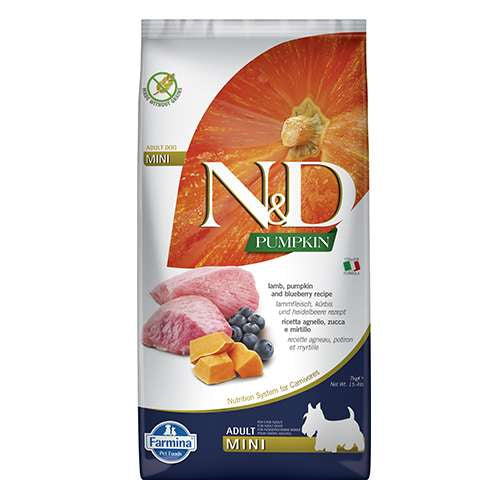 N&D ADULT MINI PUMPKIN 7 KG за куче тиква с агнешко и боровинки