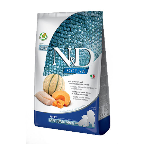 N&D DOG OCEAN COD. PUMPKIN & MELON PUPPY MED & MAXI 12KG
