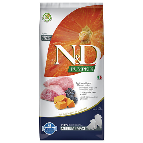 N&D DOG PUPPY MED&MAXI PUMPKIN 12KG