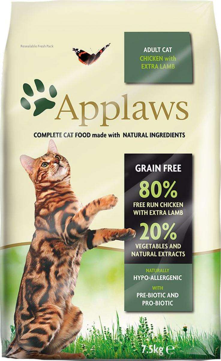 Applaws Adult Cat Chicken with Lamb - суха храна за котка с 80% месо от пиле и агне 7.5 кг.