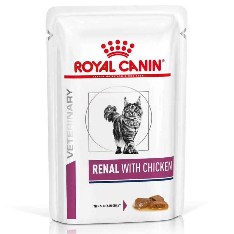 ROYAL CANIN FELINE RENAL CHICKEN POUCH 12x85g - Мокра храна с пилешко в пауч за котки с хронична бъбречна недостатъчност от стадий 2 до стадий 4