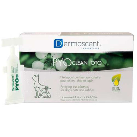 Dermoscent PYO clean Oto - за почистване на уши и за лечение и профилактика на външен отит при кучета, котки и дребни бозайници - 10 монодози x 5мл
