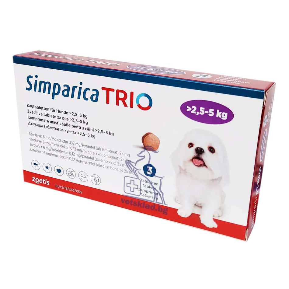 Simparica Trio от 2,5 до 5 кг - 1бр. табл.