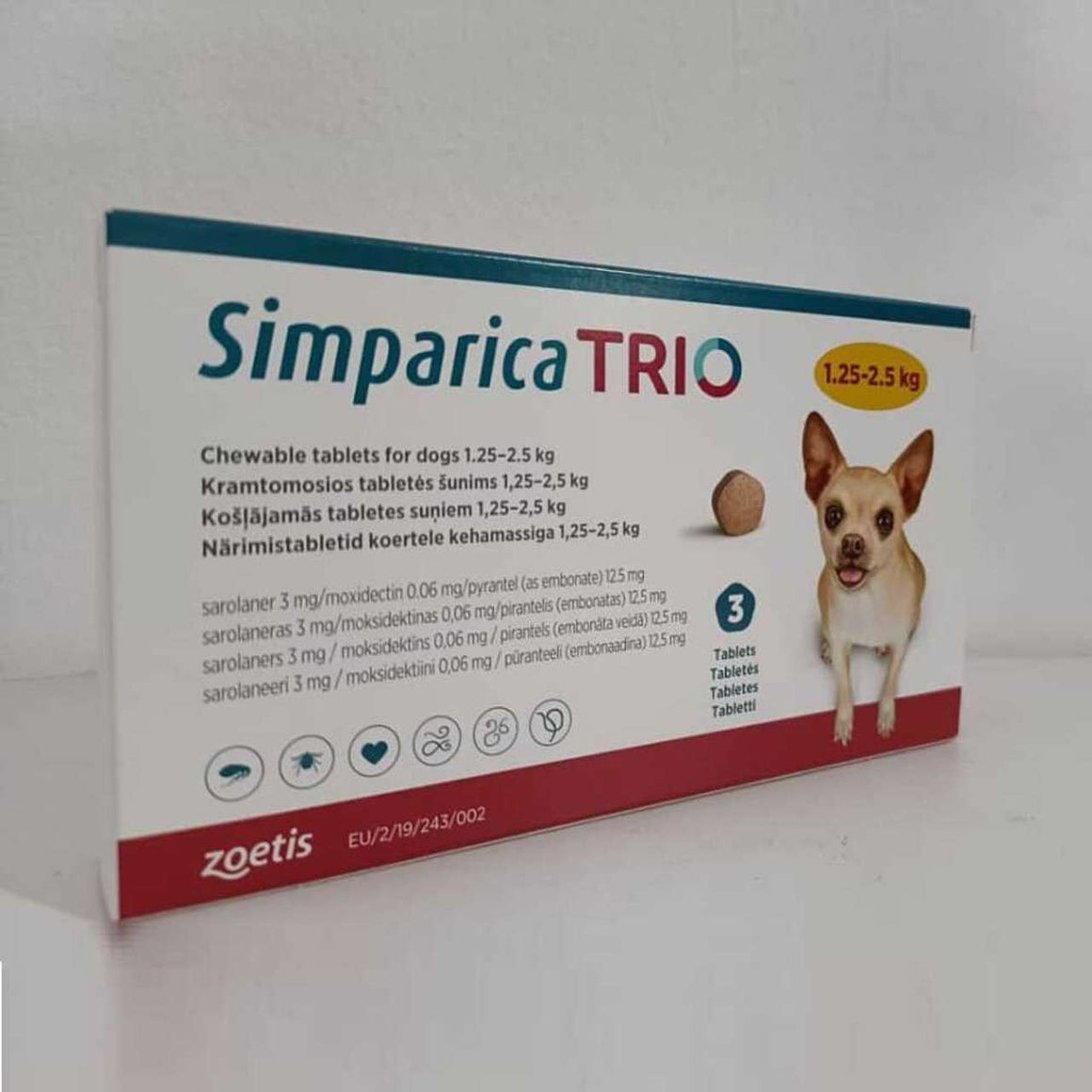 Simparica Trio от 1,25 до 2,5 кг - 1бр. табл.