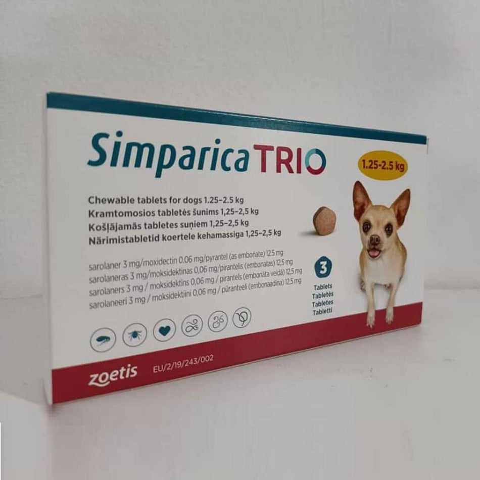Simparica Trio от 1,25 до 2,5 кг - 1бр. табл.