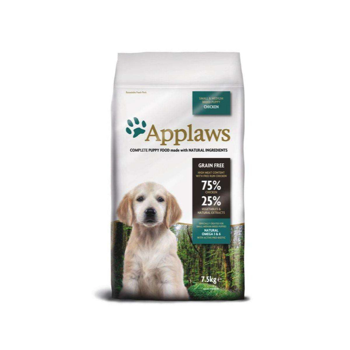Applaws Puppy Small & Medium Chicken - суха храна за кученца до 1г. от малки и средни породи, 75% пиле - 2 КГ.