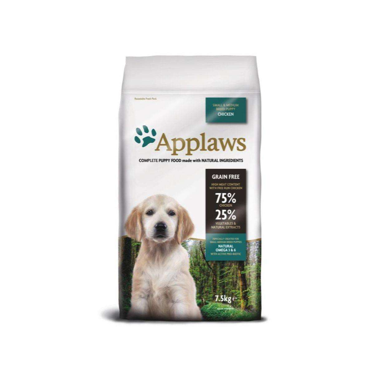Applaws Puppy Small & Medium Chicken - суха храна за кученца до 1г. от малки и средни породи, 75% пиле - 2 КГ.