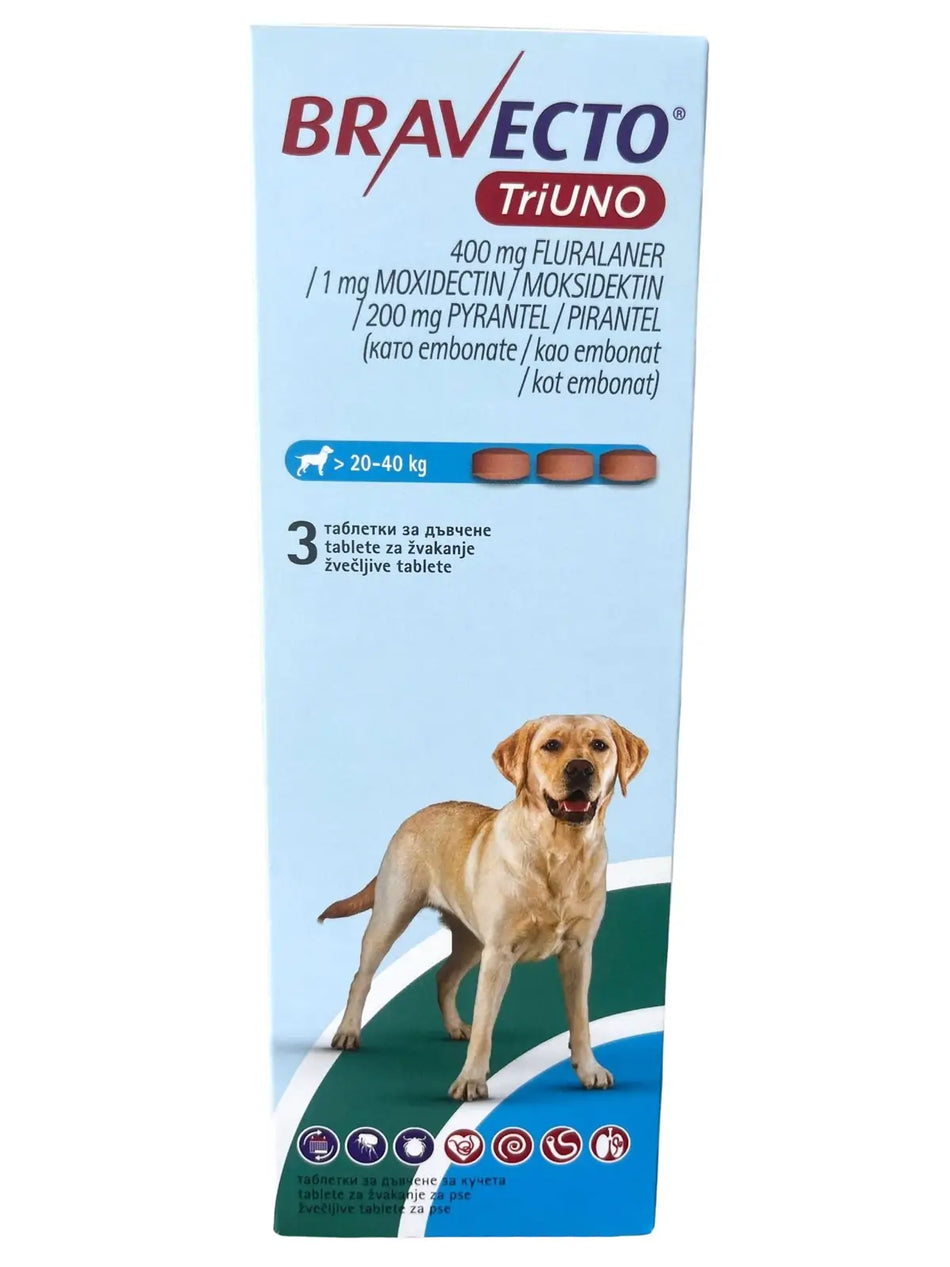 Bravecto TriUNO от 20кг до 40кг - комбинирана противопаразитна таблетка