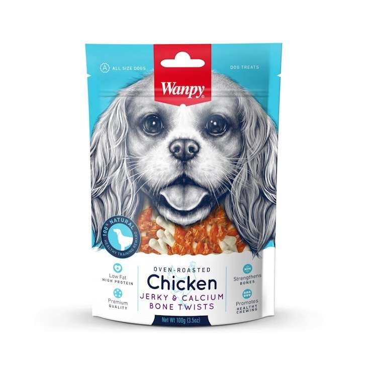 WANPY CHICKEN JERKY & CALCIUM BONE 100гр. - ПРЕМИУМ КЛАС КОКАЛЧЕТО С ПИЛЕ ПЕЧЕНО НА ФУРНА
