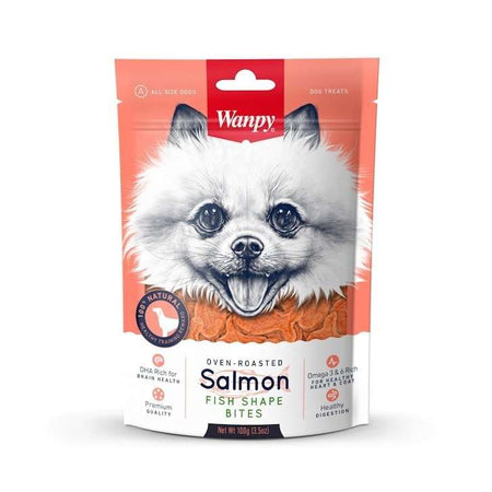 WANPY SALMON FISH SHAPE BITES 100гр. - ПРЕМИУМ КЛАС ХАПКИ СЪС СЬОМГА ПЕЧЕНА НА ФУРНА